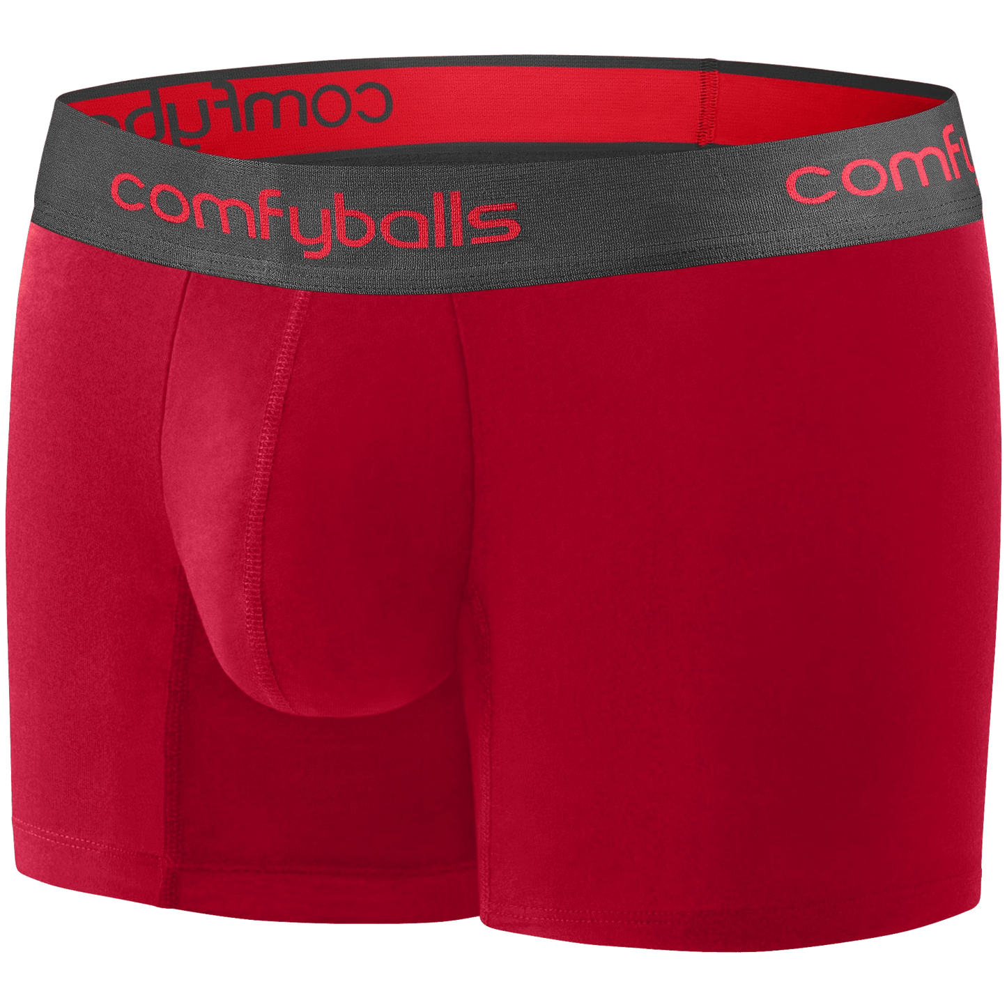 Red Charcoal Long Cotton Comfyballs boxers side